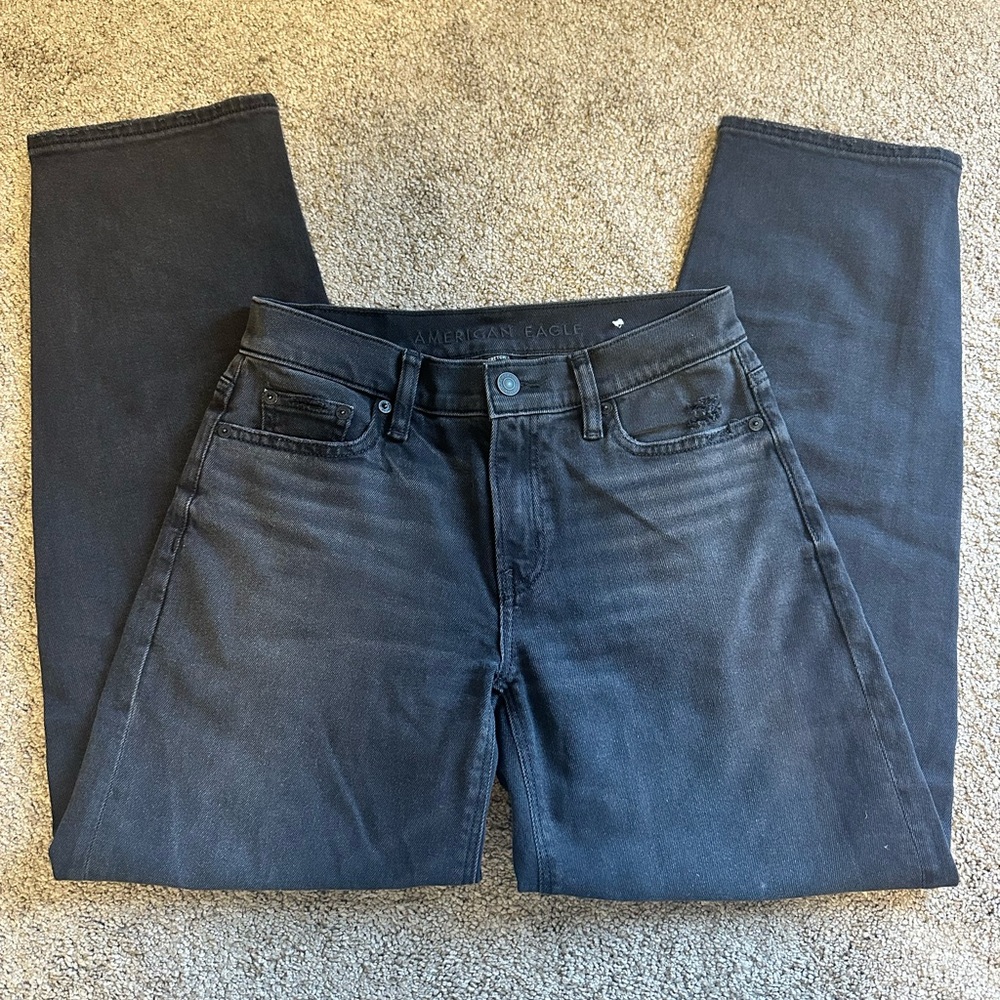 NWOT Black American eagle stretch barrel Jean
